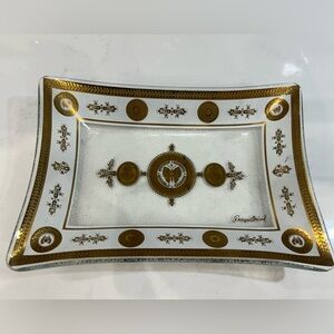 Georges Briard Gold and White Glass Tray